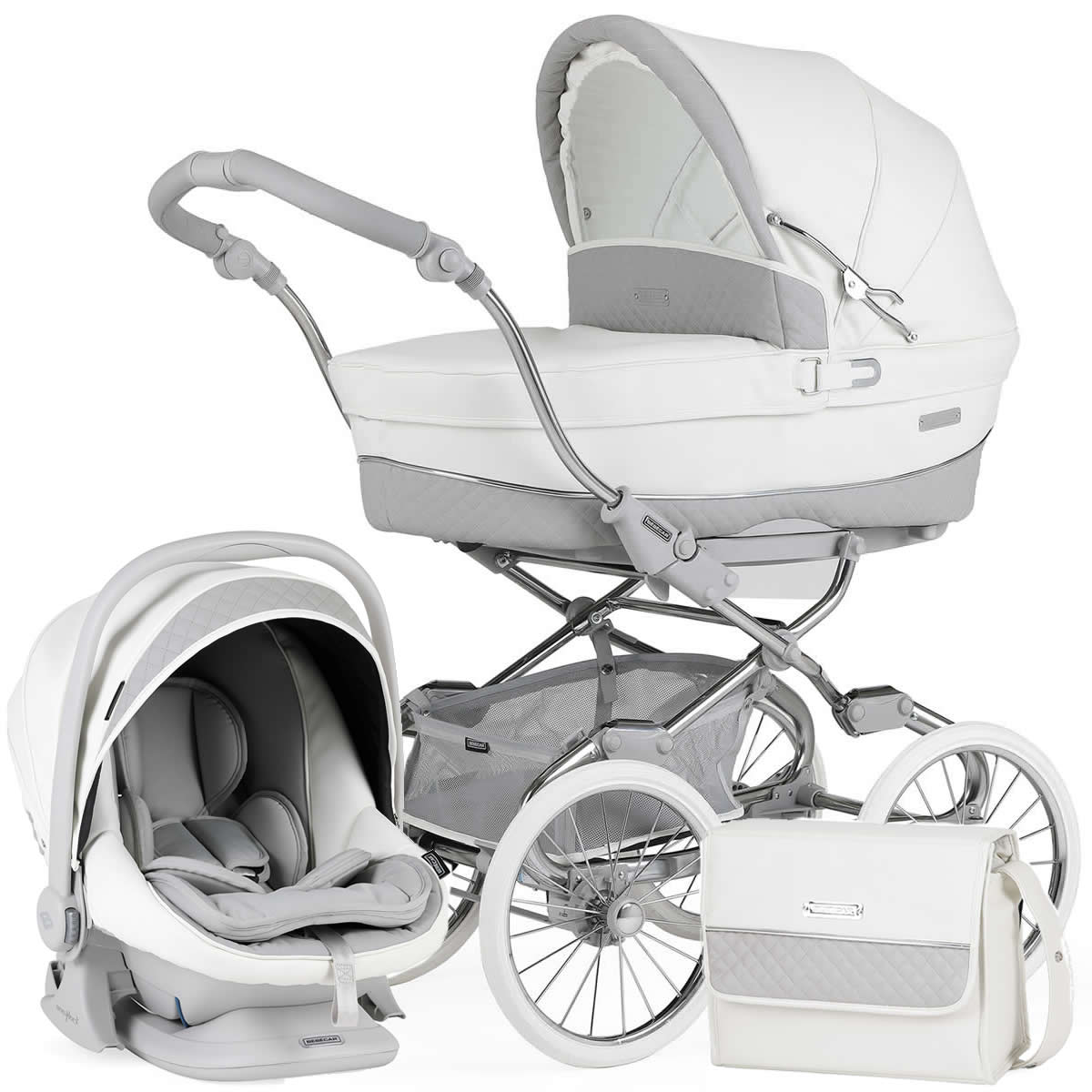 Bebecar Stylo Class Special Pram Lie Flat Car Seat Travel System Raincover FREE Bag Clouds